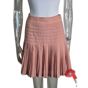 J Crew Pleated Skirt Women 12 Peach Pink Neutral Chiffon‎ Lined Preppy